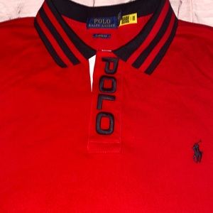 Mens red polo shirt